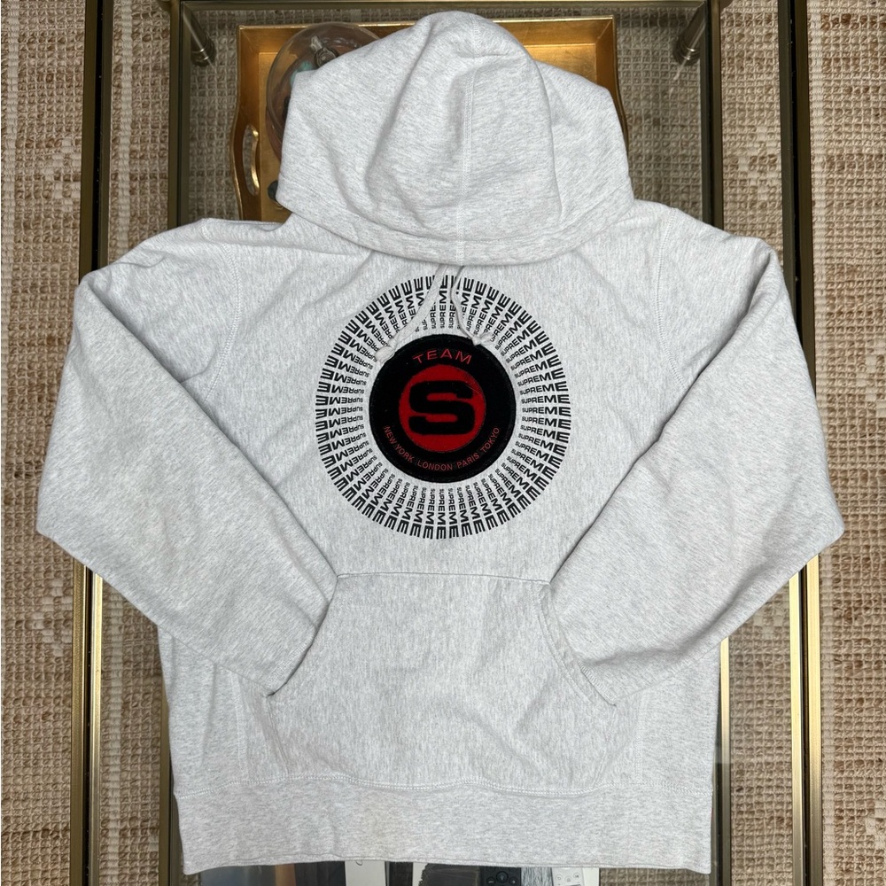 Supreme Light Gray Hoodie with Red Logo